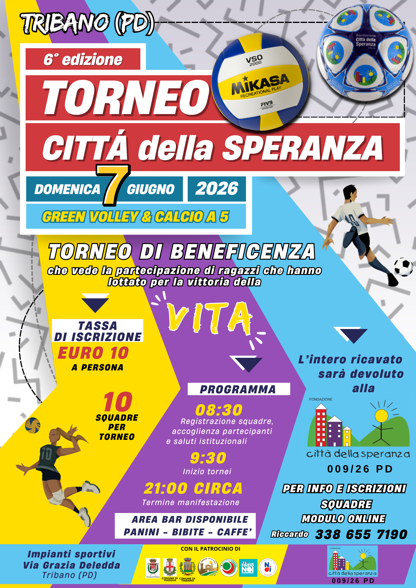 Locandina del Torneo di calcio di Tribano per Città della Speranza